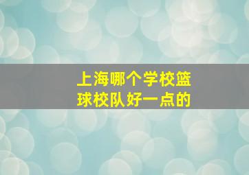 上海哪个学校篮球校队好一点的