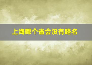 上海哪个省会没有路名