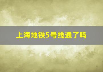 上海地铁5号线通了吗