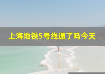 上海地铁5号线通了吗今天