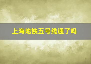 上海地铁五号线通了吗