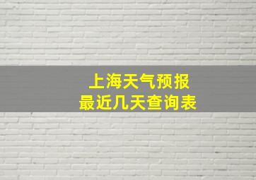 上海天气预报最近几天查询表