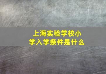 上海实验学校小学入学条件是什么