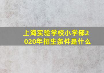 上海实验学校小学部2020年招生条件是什么