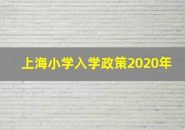 上海小学入学政策2020年