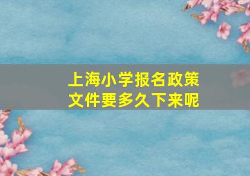 上海小学报名政策文件要多久下来呢