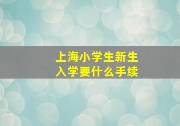 上海小学生新生入学要什么手续