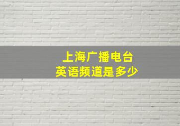 上海广播电台英语频道是多少