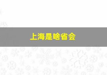 上海是啥省会