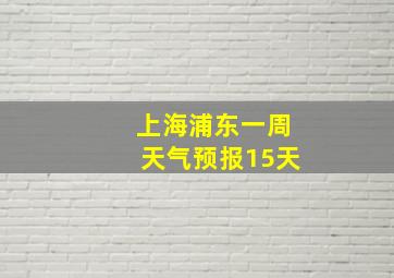 上海浦东一周天气预报15天