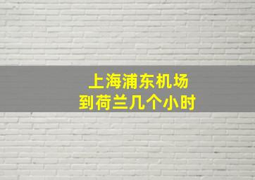 上海浦东机场到荷兰几个小时