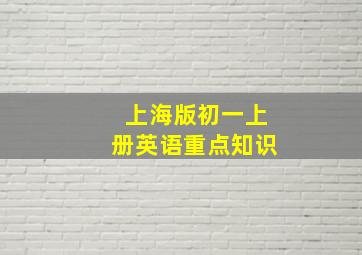 上海版初一上册英语重点知识