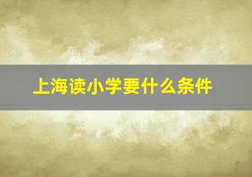 上海读小学要什么条件