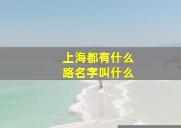 上海都有什么路名字叫什么