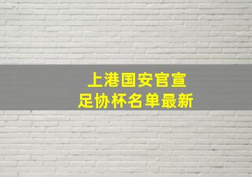 上港国安官宣足协杯名单最新