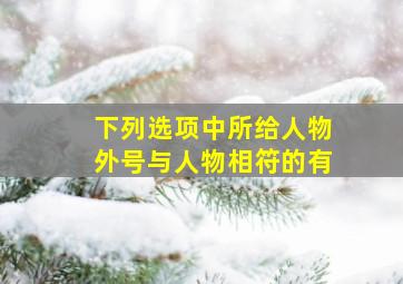 下列选项中所给人物外号与人物相符的有