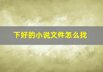 下好的小说文件怎么找