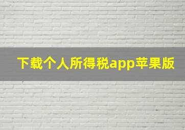 下载个人所得税app苹果版