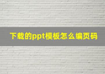 下载的ppt模板怎么编页码