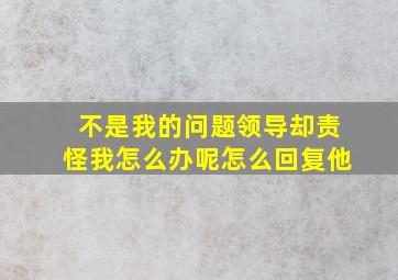 不是我的问题领导却责怪我怎么办呢怎么回复他