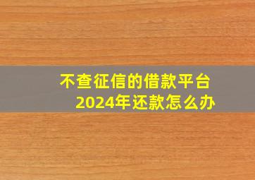 不查征信的借款平台2024年还款怎么办