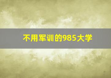 不用军训的985大学