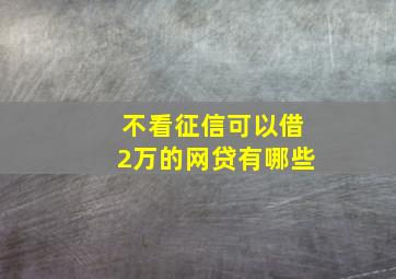 不看征信可以借2万的网贷有哪些