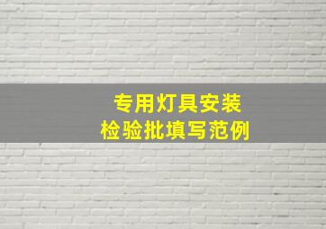 专用灯具安装检验批填写范例