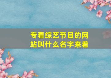 专看综艺节目的网站叫什么名字来着