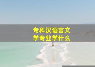 专科汉语言文学专业学什么