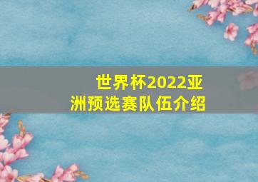 世界杯2022亚洲预选赛队伍介绍