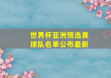 世界杯亚洲预选赛球队名单公布最新