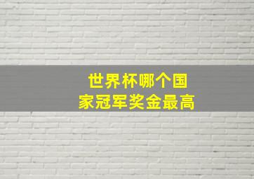 世界杯哪个国家冠军奖金最高