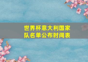 世界杯意大利国家队名单公布时间表