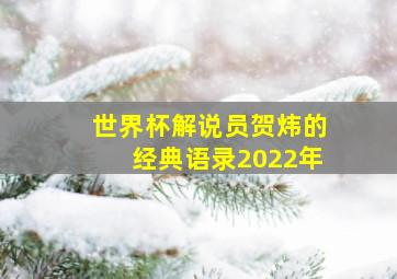 世界杯解说员贺炜的经典语录2022年