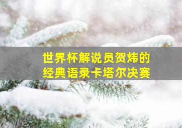 世界杯解说员贺炜的经典语录卡塔尔决赛