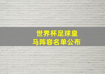 世界杯足球皇马阵容名单公布