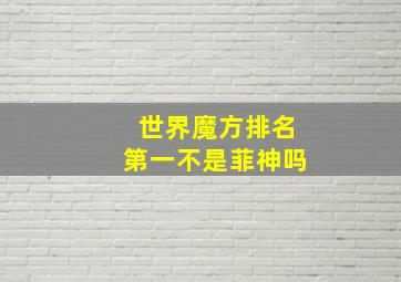 世界魔方排名第一不是菲神吗