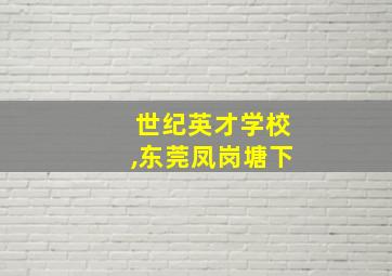 世纪英才学校,东莞凤岗塘下