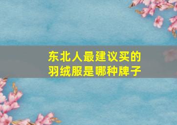 东北人最建议买的羽绒服是哪种牌子