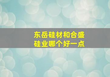 东岳硅材和合盛硅业哪个好一点