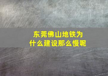 东莞佛山地铁为什么建设那么慢呢