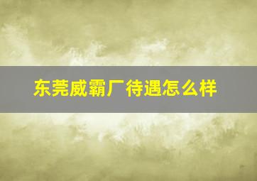 东莞威霸厂待遇怎么样