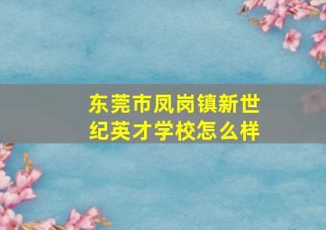 东莞市凤岗镇新世纪英才学校怎么样