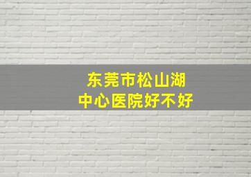 东莞市松山湖中心医院好不好