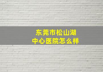 东莞市松山湖中心医院怎么样