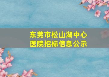 东莞市松山湖中心医院招标信息公示