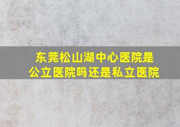 东莞松山湖中心医院是公立医院吗还是私立医院