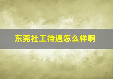 东莞社工待遇怎么样啊