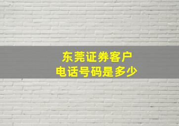 东莞证券客户电话号码是多少